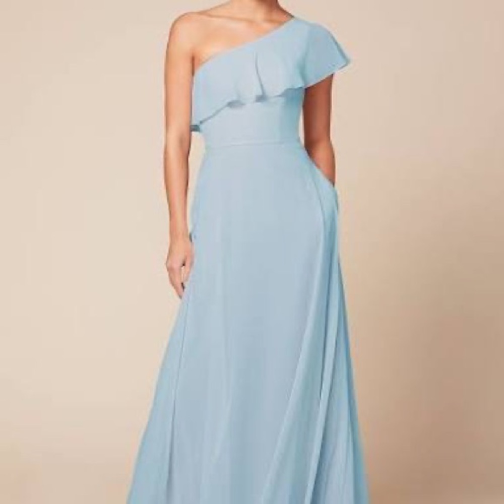 Dear Cleo “Hannah” one shoulder Bridesmaids dress. Color breeze size 10.